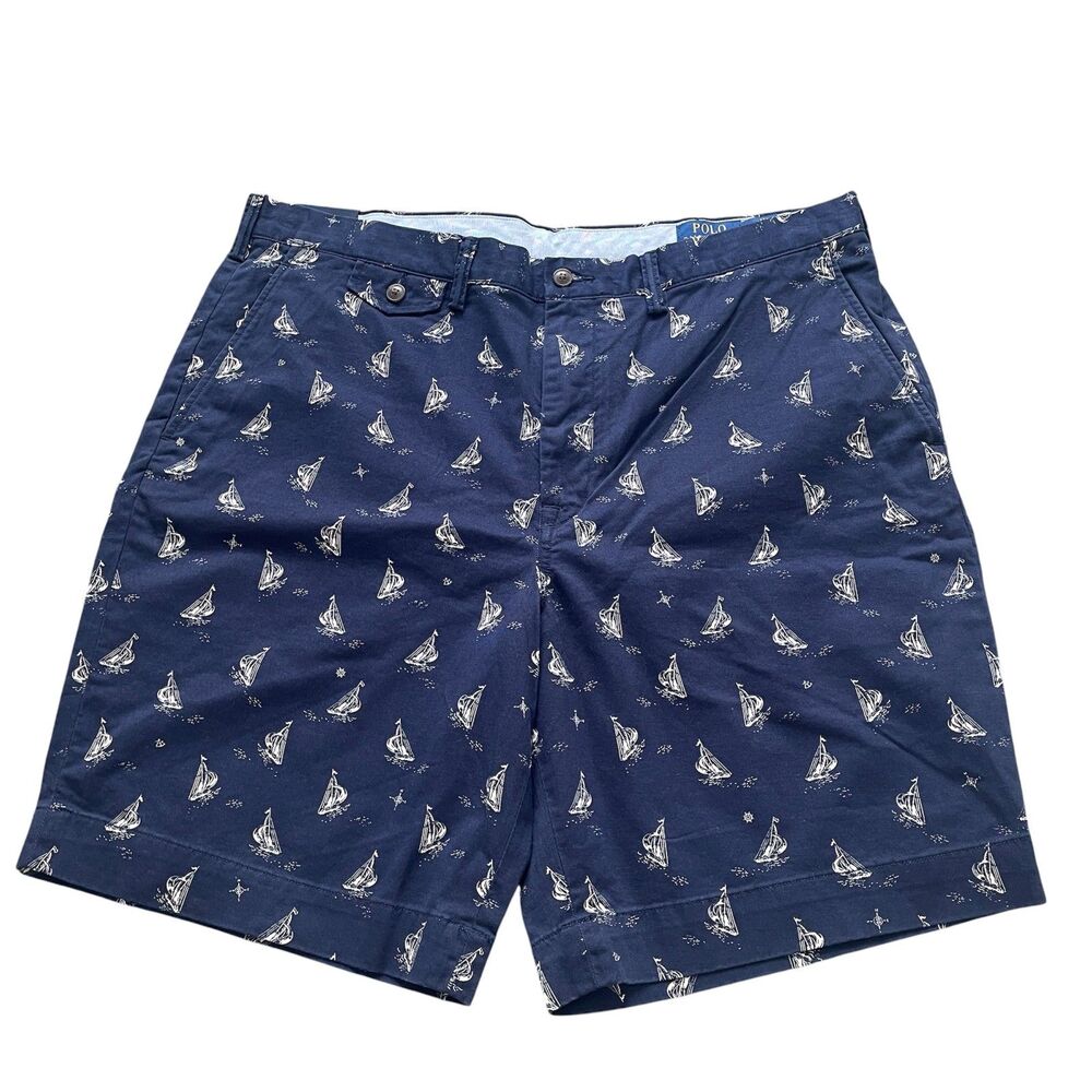 Polo Ralph Lauren Stretch Classic Fit Shorts Sz 38W Navy Pony Preppy Nautical